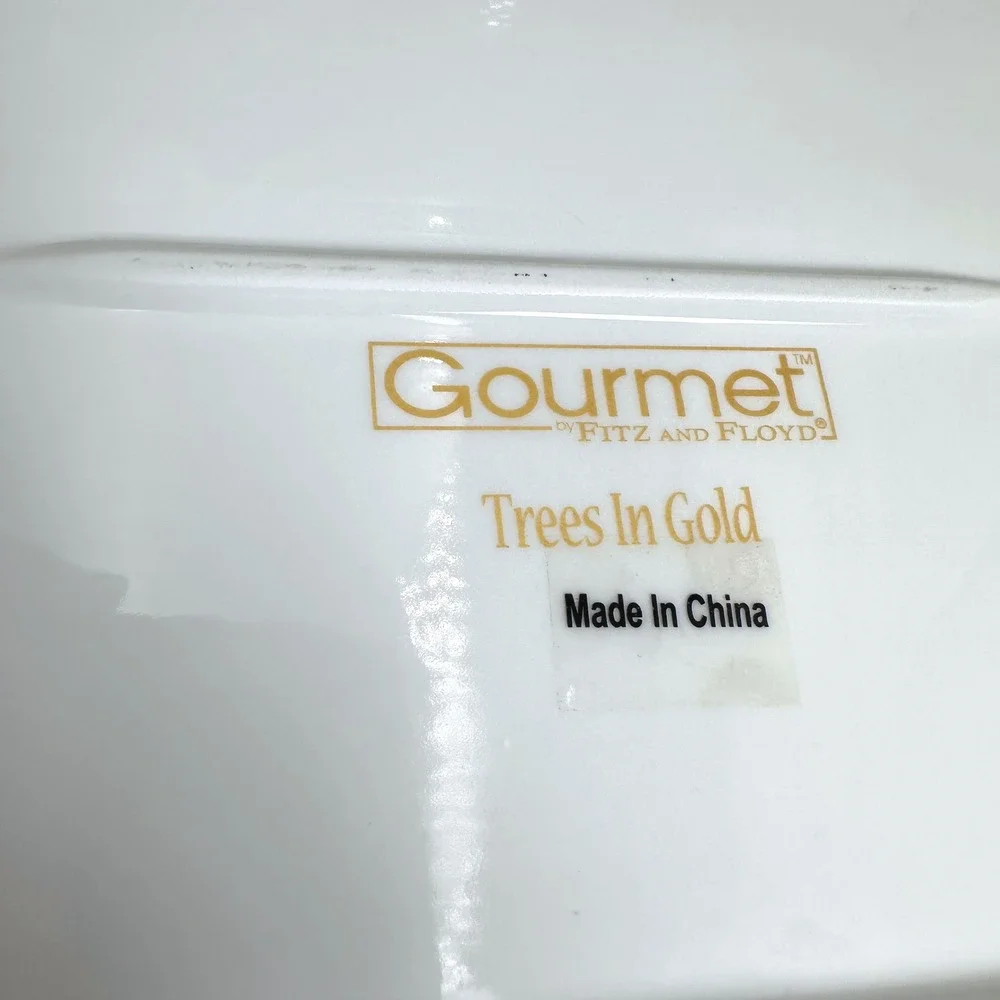 Gourmet Fitz and Floyd Trees In Gold Serving Platter Set of 2 Christmas Holiday